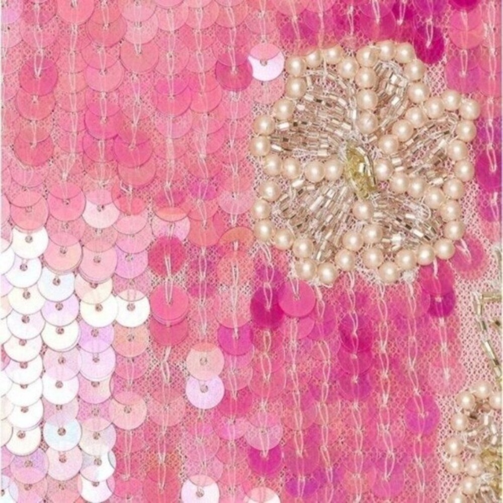 LoveShackFancy Pink Sequin Floral Mini Dress - Picture 8 of 15